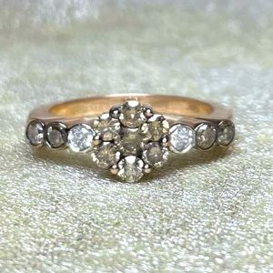 Beautiful .88ct Chocolate White Diamond Cluster Ring 14k Rose Gold